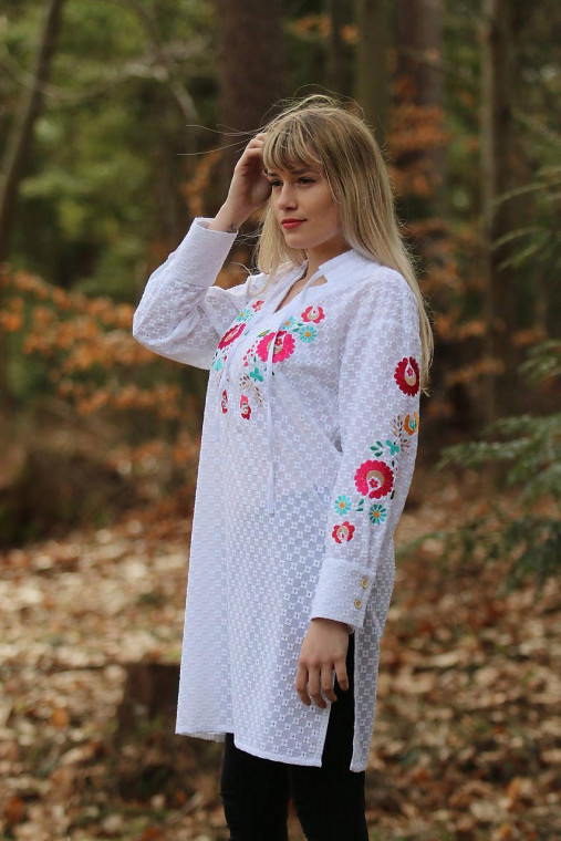 Blúzky a košele - Vyšívaná šato-tunika Čistá duša - 15491524_