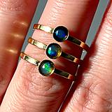 Prstene - Simple Black Opal AG925 Gold Plated Ring / Jemný strieborný pozlátený prsteň s čiernym opálom A0024 - 15492741_