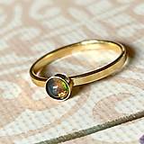 Prstene - Simple Black Opal AG925 Gold Plated Ring / Jemný strieborný pozlátený prsteň s čiernym opálom A0024 - 15492748_