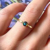 Prstene - Simple Black Opal AG925 Gold Plated Ring / Jemný strieborný pozlátený prsteň s čiernym opálom A0024 - 15492750_