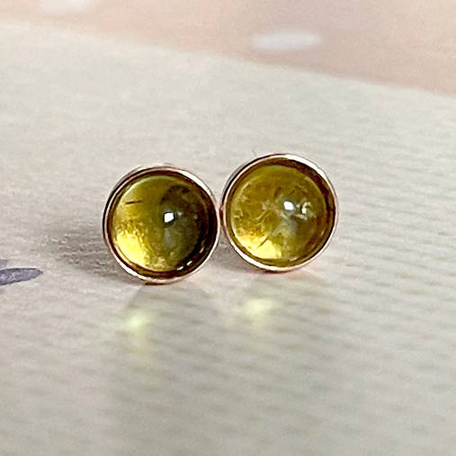 Peridot Ag925 Rose Gold Plated Earrings / Strieborné pozlatené napichovačky olivín