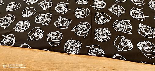 Textil - Softshell - Labky čierno biele - cena za 10 centimetrov - 15492730_