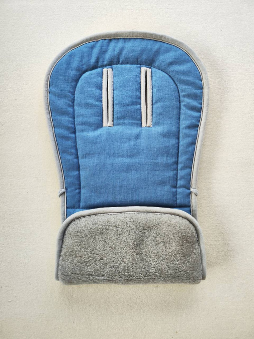 Detský textil - Vlnienka Podložka do kočíka Joie Litetrax 100% merino top super wash GREY 100% ľan Blue - 15493890_