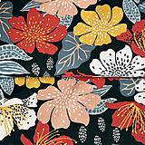 Textil - divoké kvety, 100 % bavlna Francúzsko, šírka 160 cm - 15492997_