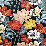 Textil - divoké kvety, 100 % bavlna Francúzsko, šírka 160 cm - 15492999_