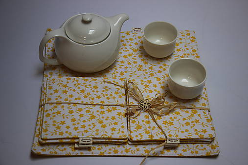 Úžitkový textil - Podšálky Žluté kytičky - 15492685_