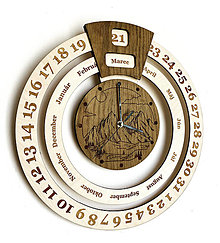 Dekorácie - Drevene hodinky s kalendárom - 15493546_