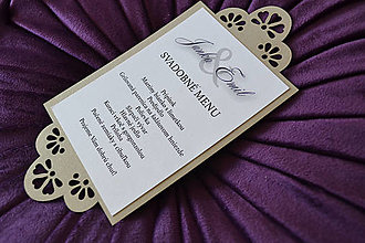 Papiernictvo - Vyrezávané svadobné oznámenie kvety (menu) - 15493405_