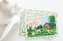 Papier - Pohľadnica Veselú a krásnu Veľkú noc" ovečky - 15492555_