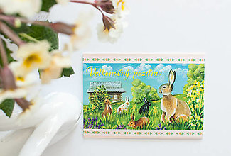 Papier - Pohľadnica "Veselú Veľkú noc"zajkovia - 15492543_