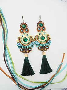 Náušnice - soutache náušnice (zelená) - 15495861_