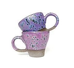 Nádoby - Keramické šáločky na espresso/ purple pink - 15497483_