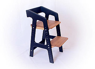 Nábytok - Rastúca stolička MDF - Rastúšik Vysoká [L] - Čierna (Sedák/stupienok z dubu) - 15497725_