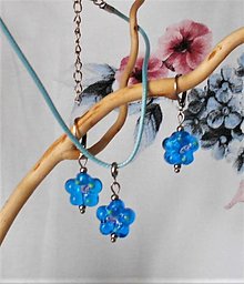 Sady šperkov - Kvitnúci lampwork- sety (Tyrkysová kvetina) - 15499105_
