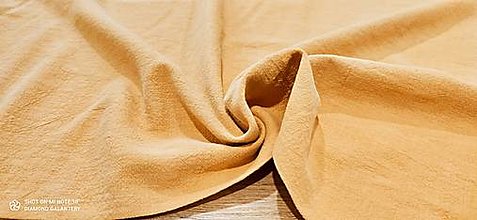Textil - Ľanovina - Prepraná - cena za 10 centimetrov (Horčicová) - 15499400_