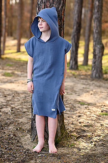 Úžitkový textil - Detské plážové pončo (Modré 5-7 rokov) - 15499617_