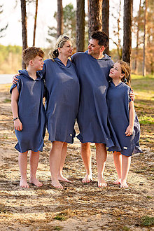 Úžitkový textil - Detské plážové pončo (Modré 8-10 rokov) - 15499618_