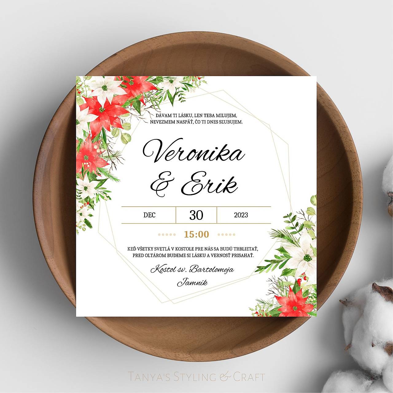 Vianočné svadobné oznámenie