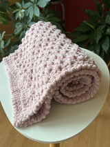 Detský textil - Ručně pletená žinylková deka pro miminko - starorůžová - 15498036_