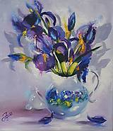 Obrazy - Obraz "Irisy v džbáne"-olejomaľba, 35x40 cm - 15498090_