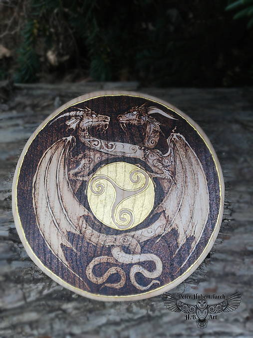 Obrazy - Keltský draci - Celtic dragon - ručne vypaľovaný obraz - hand-burned image - 15502203_