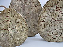 Dekorácie - Tri drevené vajíčka s patinou, sada - 15502005_