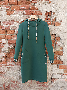 Šaty - Šaty s kapucí - láhvově zelené, velikost S - SLEVA NA SKLADOVKY - 15502668_