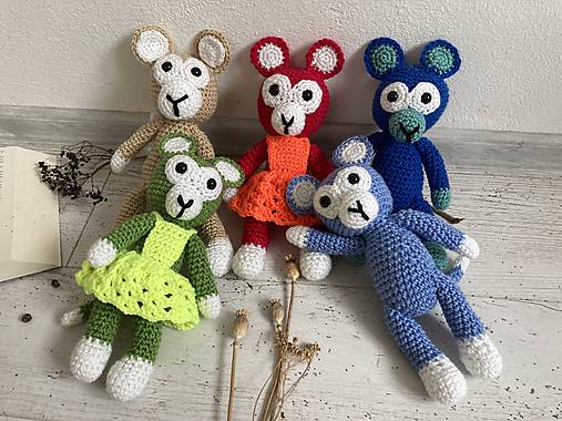 Hračky - Háčkované opice / 5 farbieb/ - 15501683_