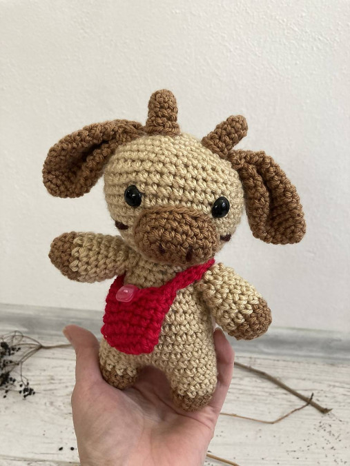 Hračky -  háčkovaná kravka Hnedá Ňufka - 15502070_