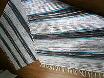 Úžitkový textil - tkany koberec cierno tyrkysovy - 15503837_