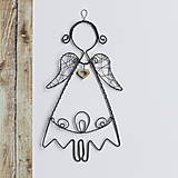 Dekorácie - anjel s dreveným srdiečkom 13cm - 15503821_