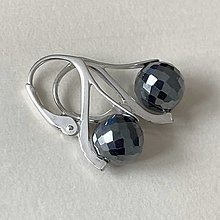 Náušnice - Faceted Hematite Earrings AG925 / Strieborné náušnice s brúseným hematitom A0047 - 15504277_