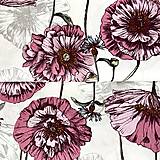Textil - ružové maky, 100 % bavlna Francúzsko, šírka 160 cm - 15503599_