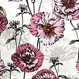 Textil - ružové maky, 100 % bavlna Francúzsko, šírka 160 cm - 15503600_