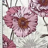 Textil - ružové maky, 100 % bavlna Francúzsko, šírka 160 cm - 15503602_