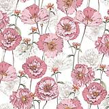 Textil - ružové maky, 100 % bavlna Francúzsko, šírka 160 cm - 15503616_