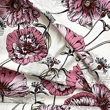 Textil - ružové maky, 100 % bavlna Francúzsko, šírka 160 cm - 15503605_