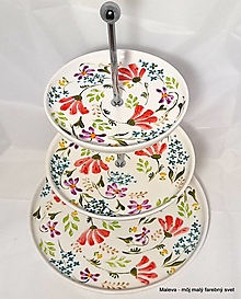Nádoby - porcelánový etažér Rozkvitnuté leto - 15505387_