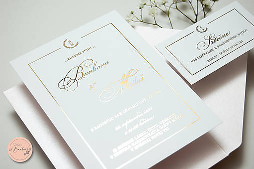 Svadobné oznámenie s metalickým zlátením B#80