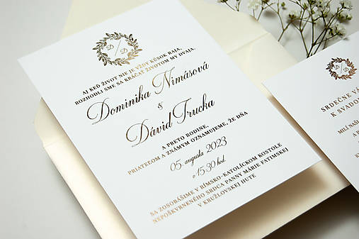 Svadobné oznámenie s metalickým zlátením #01