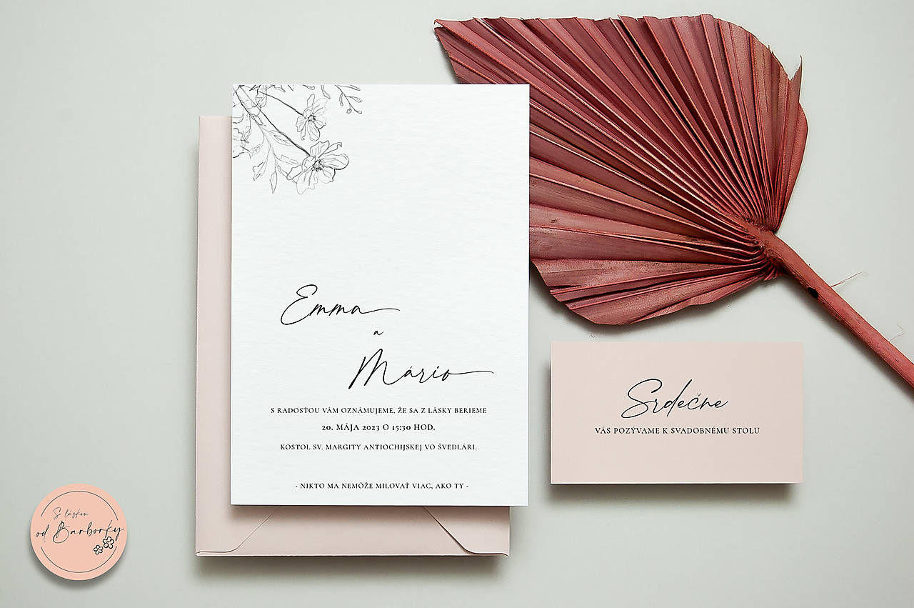 Svadobné oznámenie B#73 (Pozvánka k svadobnému stolu na farebmom papieri)