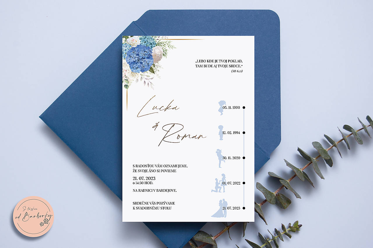 Svadobné oznámenie s metalickým zlátením B#62