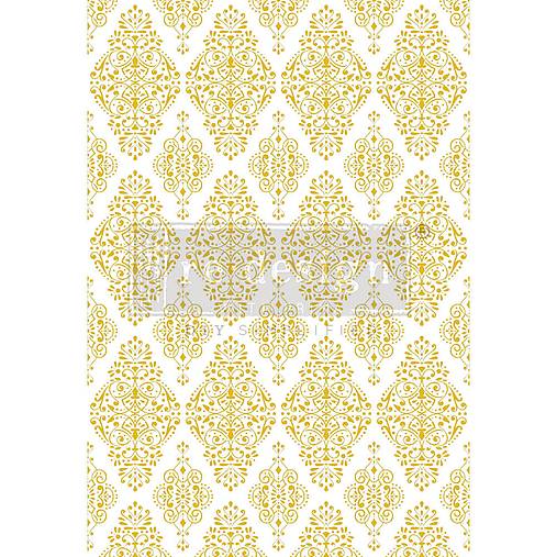 Papier - Transfer na nábytok Kacha Gold damask - 15504070_