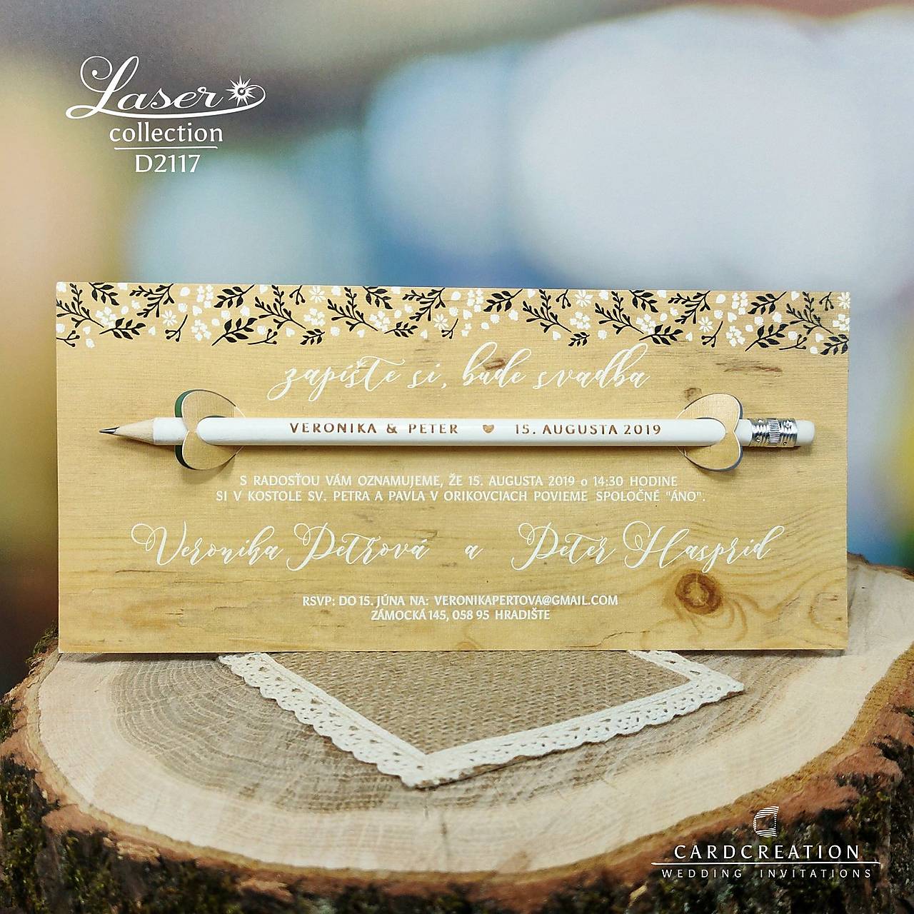 svadobné oznámenia s gravírovanou ceruzkou d2117