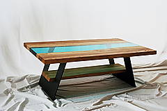 Nábytok - Konferenčný stôl jaseň - tyrkys - 15505703_