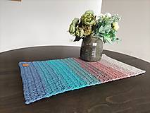 Úžitkový textil - Háčkovaný stredový obrus /hnedá-modrá/ - 15505208_