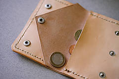 Peňaženky - "Eko print" kožená peňaženka aj na mince - 15508109_