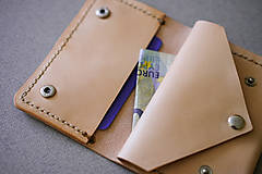 Peňaženky - "Eko print" kožená peňaženka aj na mince - 15508113_