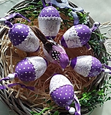 Dekorácie - Veľkonočné vajíčka fialové s bodkami - 15506718_