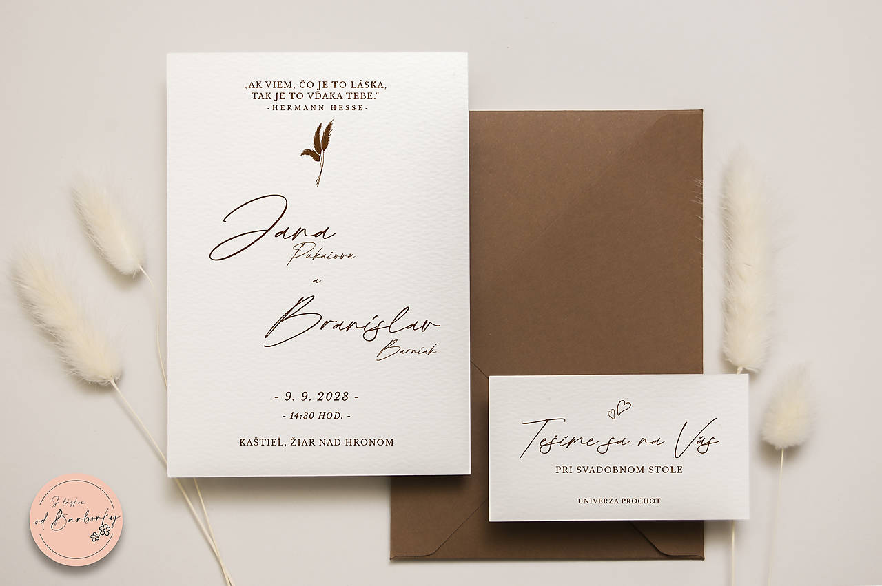 Svadobné oznámenie B#43D (LEPIACA ETIKETA NA VÍNO ALEBO INÝ ALKOHOL (vodeodolná))